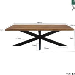 Manaus-table à manger 10 personnes 240 cm en bois massif