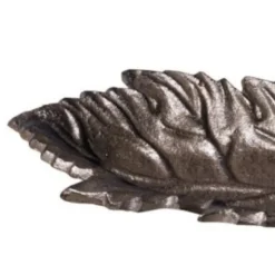 Mangeoire à oiseaux abreuvoir jardin feuille en fonte marron 26cm
