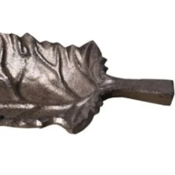 Mangeoire à oiseaux abreuvoir jardin feuille en fonte marron 26cm