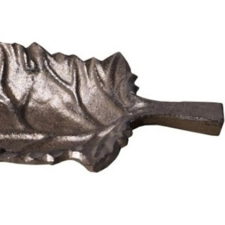 Mangeoire à oiseaux abreuvoir jardin feuille en fonte marron 26cm