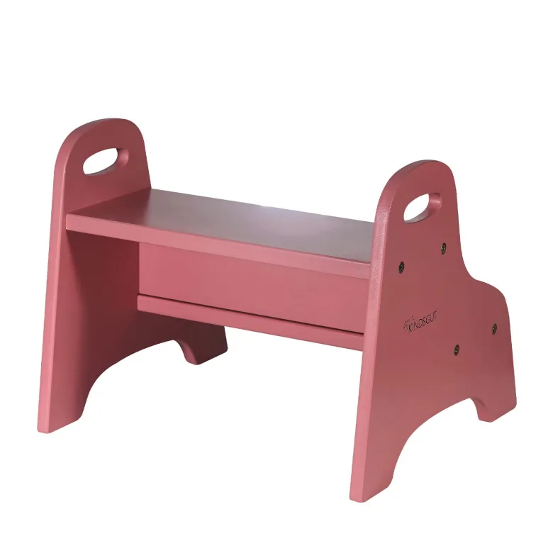 Marchepied enfant en bois rose foncé