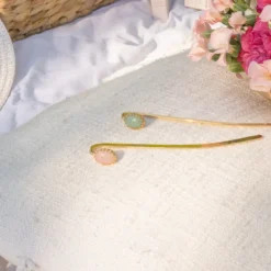 Marque-page doré – quartz rose naturel
