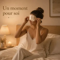Masque de nuit satin effet soie occultant, doux pour la peau, champagne doré