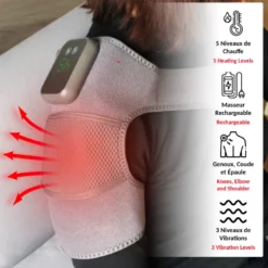 Masseur genou épaule chaleur et vibrations sans fil pour douleurs