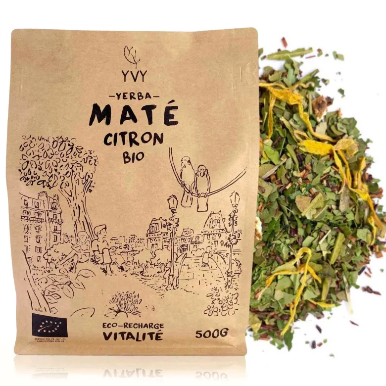 Maté citron bio - eco recharge 500g