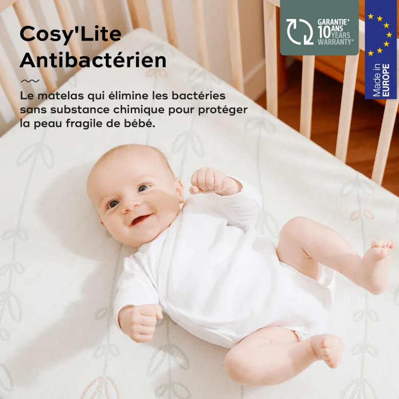 Matelas cosy'lite antibactérien 60x120cm Blanc