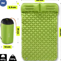 Matelas gonflable 2 places campmat 2 hypermotion ultraléger avec oreillers