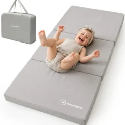 Matelas pliable lit parapluie et parc 120x60 moby-system gris avec housse