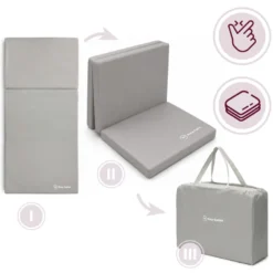 Matelas pliable lit parapluie et parc 120x60 moby-system gris avec housse