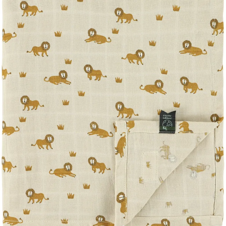 Maxi lange en mousseline lively lion (110 x 110 cm)