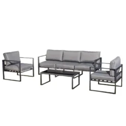 Memphis salon de jardin en aluminium gris