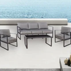 Memphis salon de jardin en aluminium gris