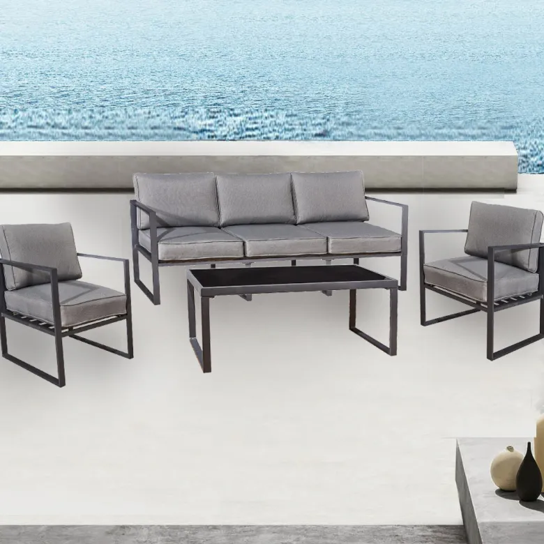 Memphis salon de jardin en aluminium gris