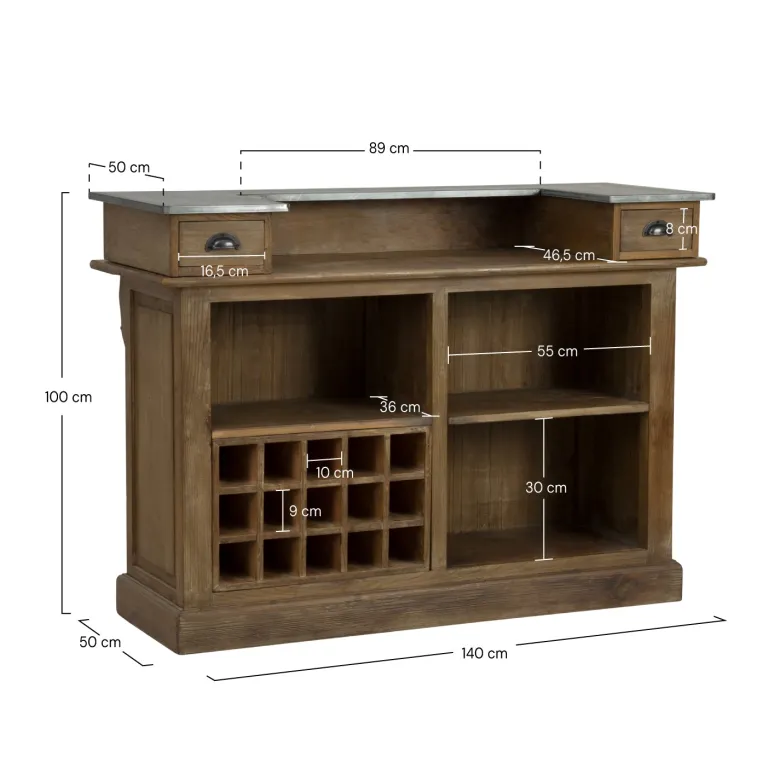 Meuble de bar en bois de cèdre recyclé et métal - spritz