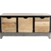 Meuble de rangement en bois manguier massif et métal 3 tiroirs l100 cm atelier