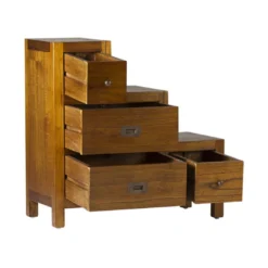 Meuble escalier 4 tiroirs bronze bois