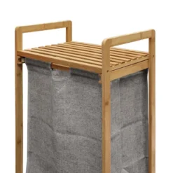 Meuble à linge 1 panier amovible bambou