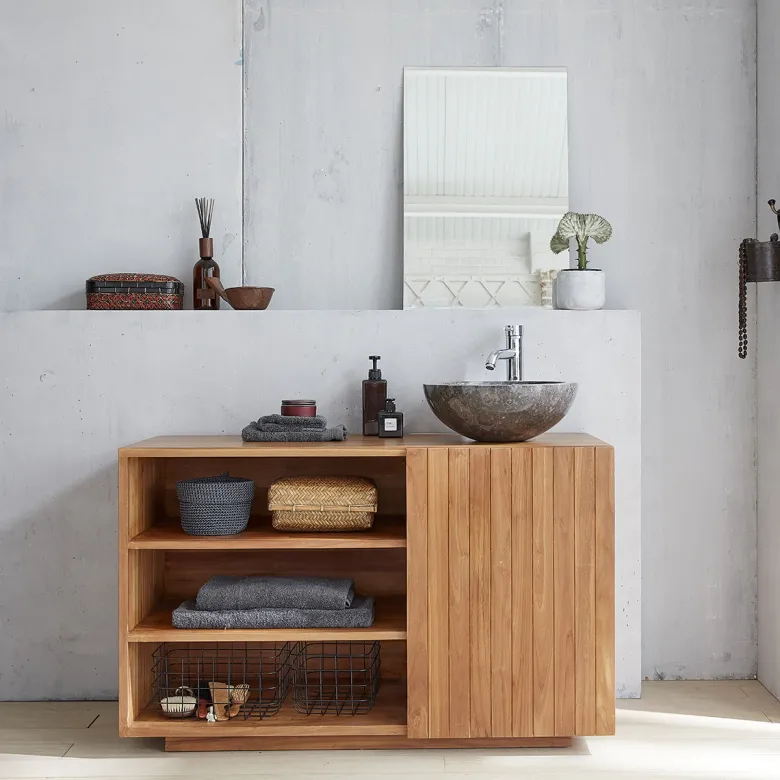Meuble salle de bain bois de teck