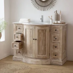 Meuble salle de bain en pin recyclé