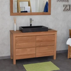 Meuble sdb en teck massif 140 cm varedo