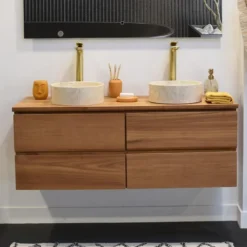 Meuble sdb teck massif 150cm kharart