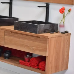 Meuble sdb teck massif 140 cm khartane