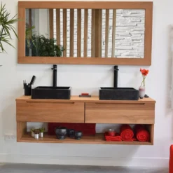 Meuble sdb teck massif 140 cm khartane