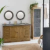Meuble sous vasque en bois recyclé ambre
