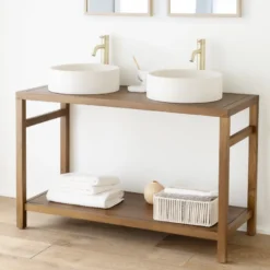 Meuble sous vasque en teck massif 120cm dewi