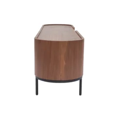 Meuble tv bois foncé noyer et métal noir avec rangements l180 cm skye