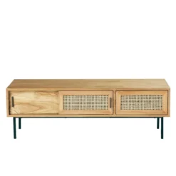 Meuble tv en mindi et cannage