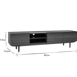 Meuble tv finition bois foncé noyer 3 portes l180 cm sanaa