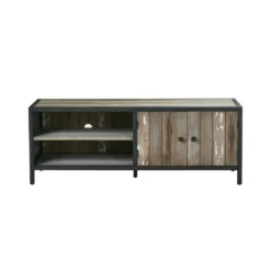 Meuble tv pin recyclé et métal 2 portes