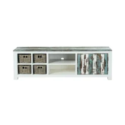 Meuble tv pin recyclé 4 tiroirs