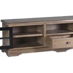 Meuble tv 1 tiroir bronze bois marron -