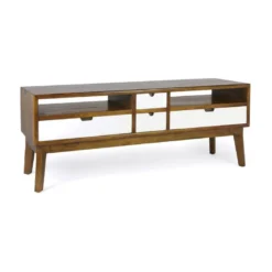 Meuble tv 4 tiroirs bronze bois marron -