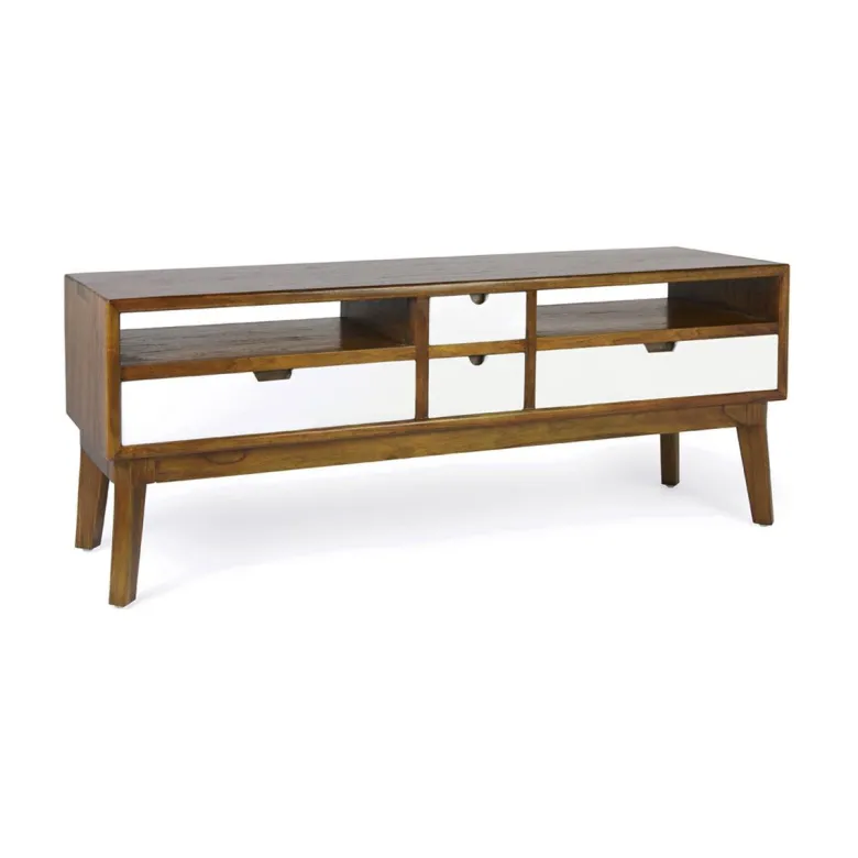 Meuble tv 4 tiroirs bronze bois marron -