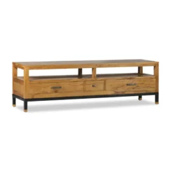 Meuble tv 3 tiroirs bronze bois marron -
