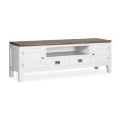 Meuble tv 3 tiroirs bronze bois blanc -