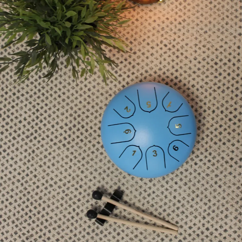 Mini tongue drum bleu diamètre 15 cm