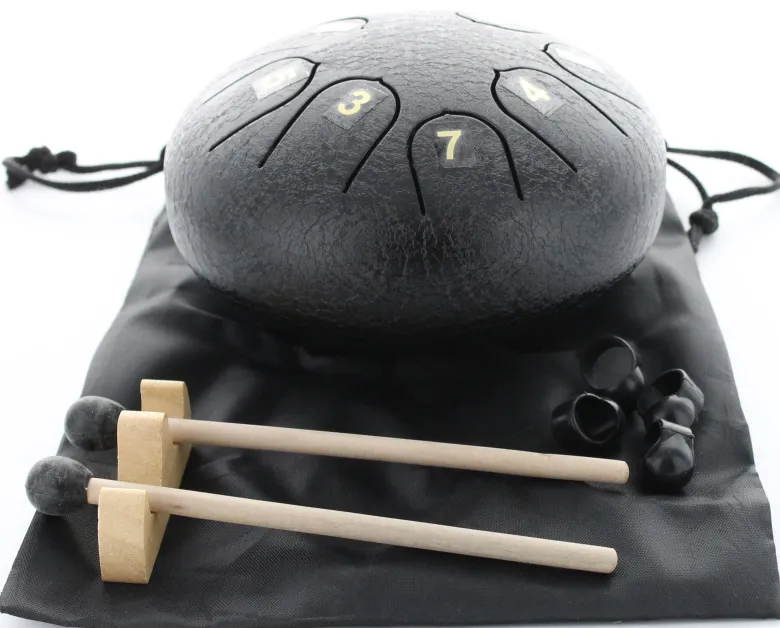 Mini tongue drum noir diamètre 15 cm