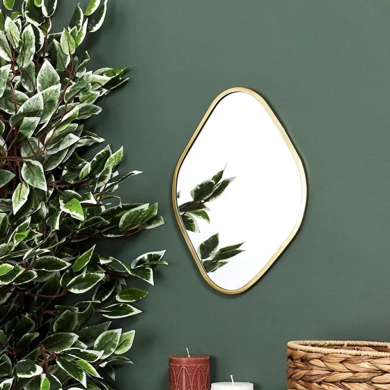 Miroir contour déco doré losange