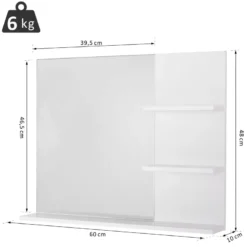 Miroir de salle de bain avec 3 étagères intégrées blanc
