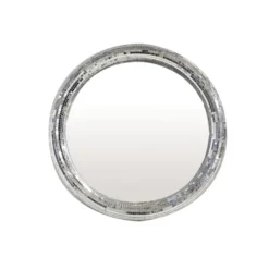 Miroir disco forme ronde avec facettes coloris argent