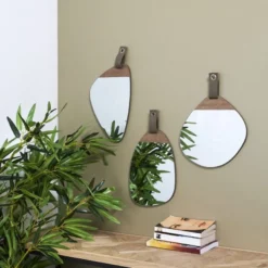 Miroir galet bois 20x29 cm