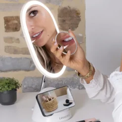 Miroir led x1 x3 avec station de recharge sans fil pour smartphone