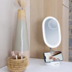 Miroir led x1 x3 avec station de recharge sans fil pour smartphone