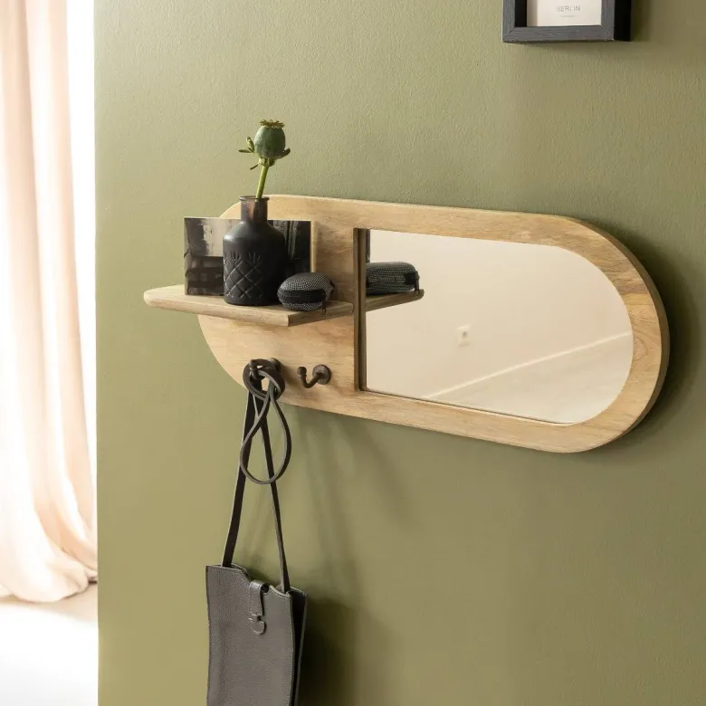 Miroir ovale manguier clair