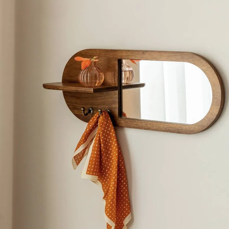 Miroir ovale manguier foncé