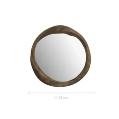 Miroir rond en bois de suar ondulé d53 cm - yong